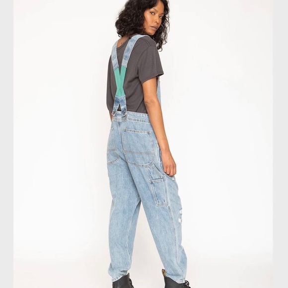 Sandrine Rose x Free People Distressed Denim Overalls Size Medium NWT - Picture 1 of 13